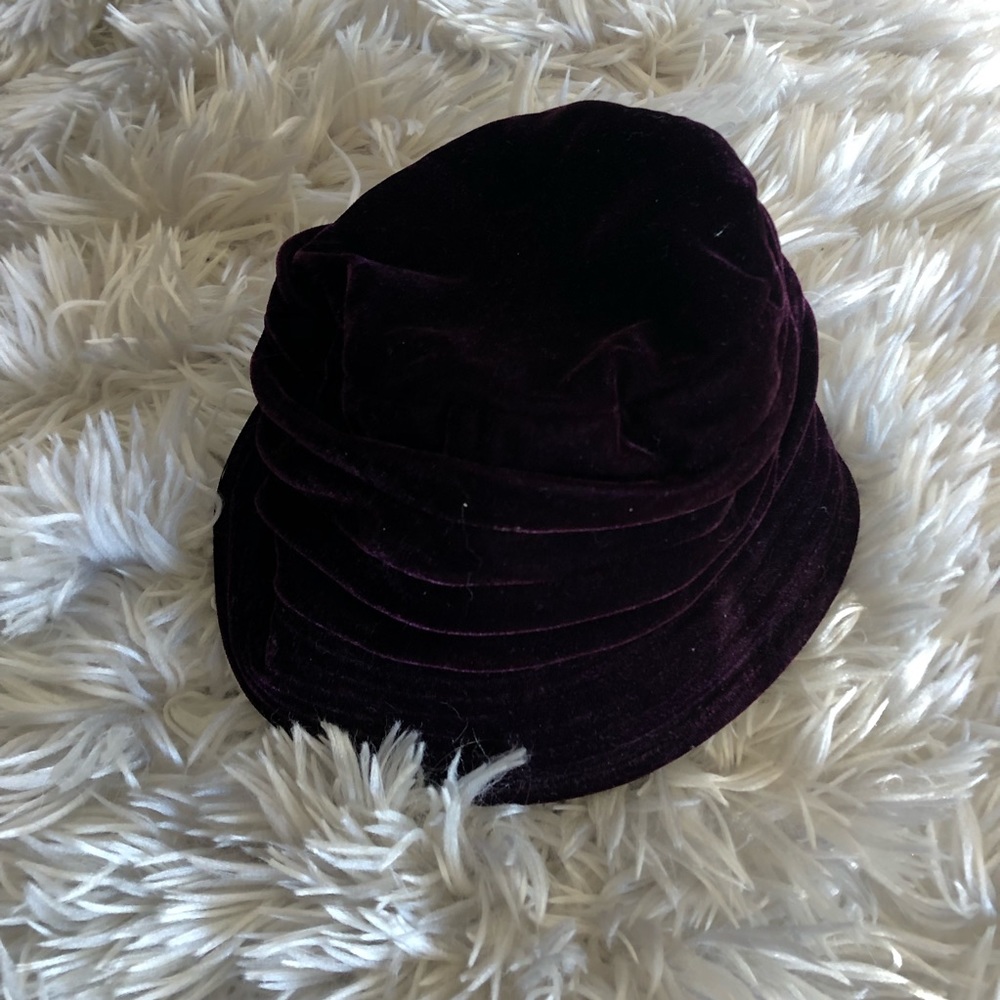 Purple faux velvet hat